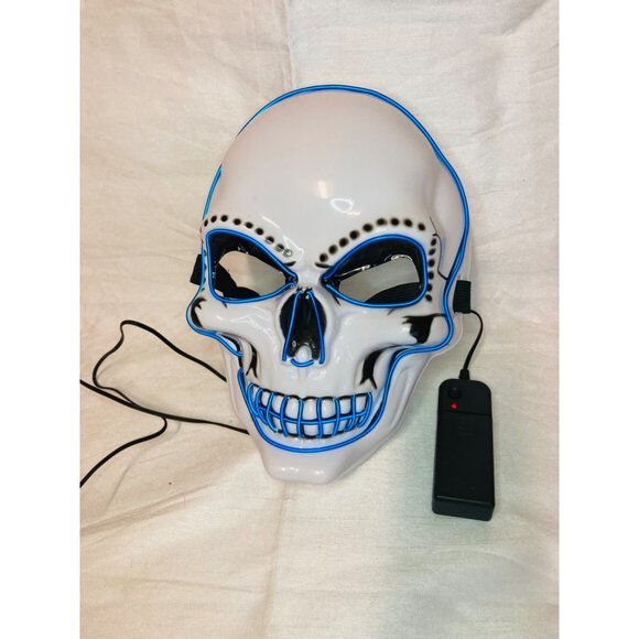 Halloween Mask,LED Glowing Horror White Skull Mask,Grim Reaper Mask,Cosplay Mask - Picture 4 of 6